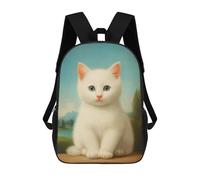sinyumoney Mochila Escolar Infantil White Fluffy Kitten Mochila Escolar Infantil De Moda Informal Mochilas De Viaje Con Estampado 3D Divertidas Y Geniales Bolsas Para Libros 17inch
