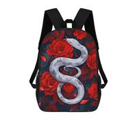 sinyumoney Mochila Escolar Infantil White Serpent Among Crimson Roses Mochila Infantil Estampada Mochila De Viaje Para Niños Y Niñas Mochila Escolar 17inch