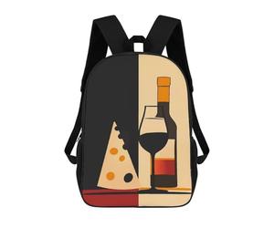 sinyumoney Mochila Escolar Infantil Wine with Cheese Mochila Infantil Estampada Mochila De Viaje Para Niños Y Niñas Mochila Escolar 17inch