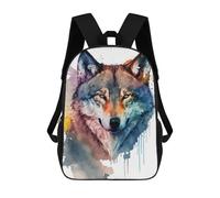 sinyumoney Mochila Escolar Infantil Wolf Head Watercolor Mochila De Moda Para Adolescentes Mochila Informal Para Niño Y Niña Mochila Escolar Para Adolescentes Mochila Impresa En 3D 17inch