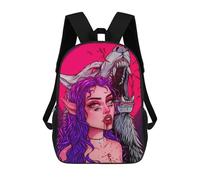 sinyumoney Mochila Escolar Infantil Wolf Moon Mystic -1 Mochila Escolar Infantil De Moda Informal Mochilas De Viaje Con Estampado 3D Divertidas Y Geniales Bolsas Para Libros 17inch