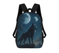 sinyumoney Mochila Escolar Infantil Wolf Under The Moonlight Mochila Escolar Infantil De Moda Informal Mochilas De Viaje Con Estampado 3D Divertidas Y Geniales Bolsas Para Libros 17inch
