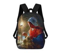sinyumoney Mochila Escolar Infantil Woman Sewing by Lamplight Mochila Infantil Estampada Mochila De Viaje Para Niños Y Niñas Mochila Escolar 17inch