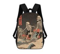 sinyumoney Mochila Escolar Japanese Rising Skeletons Impresa En 3D Con Bolsillos Grandes Para Niños, Mochilas Infantiles, Bolsas Para Libros, Mochila Escolar Para Niños 17inch