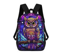 sinyumoney Mochila escolar ligera, mochila escolar, mochila diaria, mochila universitaria para hombres, mujeres y adolescentes, Amazing Owl Stained Glass, 17"