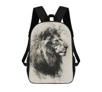 sinyumoney Mochila Escolar Lion in Charcoal Portrait Impresa En 3D Con Bolsillos Grandes Para Niños, Mochilas Infantiles, Bolsas Para Libros, Mochila Escolar Para Niños 17inch