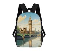 sinyumoney Mochila Escolar London's Iconic Landmark Impresa En 3D Con Bolsillos Grandes Para Niños, Mochilas Infantiles, Bolsas Para Libros, Mochila Escolar Para Niños 17inch