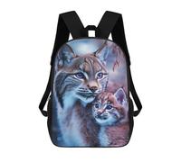 sinyumoney Mochila Escolar Lynx Mother And Cub Impresa En 3D Con Bolsillos Grandes Para Niños, Mochilas Infantiles, Bolsas Para Libros, Mochila Escolar Para Niños 17inch