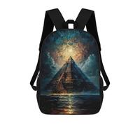 sinyumoney Mochila Escolar Maya Pyramid in Desert Impresa En 3D Con Bolsillos Grandes Para Niños, Mochilas Infantiles, Bolsas Para Libros, Mochila Escolar Para Niños 17inch