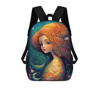 sinyumoney Mochila Escolar Mermaid Enchanted Isle Impresa En 3D Con Bolsillos Grandes Para Niños, Mochilas Infantiles, Bolsas Para Libros, Mochila Escolar Para Niños 17inch