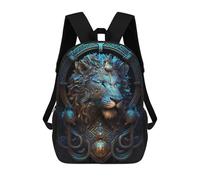 sinyumoney Mochila Escolar Mystical Cosmic Blue Lion Impresa En 3D Con Bolsillos Grandes Para Niños, Mochilas Infantiles, Bolsas Para Libros, Mochila Escolar Para Niños 17inch