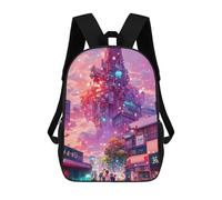 sinyumoney Mochila Escolar Neon Cityscape Vibrant Urban Fantasy -1 Impresa En 3D Con Bolsillos Grandes Para Niños, Mochilas Infantiles, Bolsas Para Libros, Mochila Escolar Para Niños 17inch