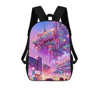 sinyumoney Mochila Escolar Neon Future Cityscape -2 Impresa En 3D Con Bolsillos Grandes Para Niños, Mochilas Infantiles, Bolsas Para Libros, Mochila Escolar Para Niños 17inch