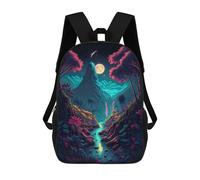 sinyumoney Mochila Escolar Neon Jungle Moonlit Scene Impresa En 3D Con Bolsillos Grandes Para Niños, Mochilas Infantiles, Bolsas Para Libros, Mochila Escolar Para Niños 17inch