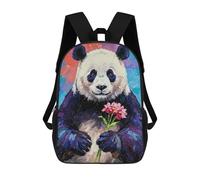 sinyumoney Mochila Escolar Panda with Flower Painting Impresa En 3D Con Bolsillos Grandes Para Niños, Mochilas Infantiles, Bolsas Para Libros, Mochila Escolar Para Niños 17inch
