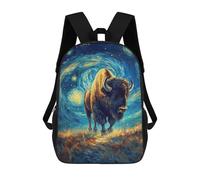 sinyumoney Mochila Escolar Para Estudiantes Bison in Starry Night Style Mochila Escolar Infantil Con Impresión 3D, Mochila De Viaje De Moda Para Niños, Mochila Escolar 17inch