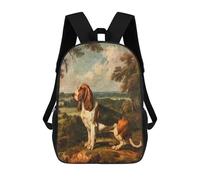 Sinyumoney - Mochila escolar para niñas, impermeable, informal, ligera, para niños o niñas, Basset Hound Vintage Oil, 17"