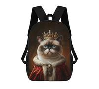 Sinyumoney - Mochila escolar para niñas, impermeable, informal, ligera, para niños o niñas, Cat King Retrato, 17"