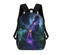 Sinyumoney - Mochila escolar para niñas, impermeable, informal, ligera, para niños o niñas, Enchanted Forest Wolf Spirit, 17"