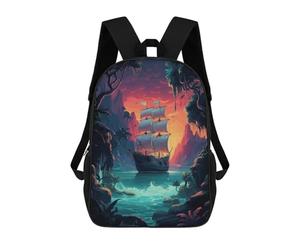 Sinyumoney - Mochila escolar para niñas, impermeable, informal, ligera, para niños o niñas, Mysterious Pirate Ship, 17"