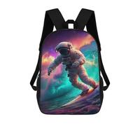 sinyumoney Mochila Escolar Para Niños 17inch Impresa En 3D Astronaut Surfing in Space Mochila Deportiva Para Niños Y Niñas Mochila De Moda