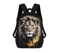 sinyumoney Mochila Escolar Para Niños 17inch Impresa En 3D Aureate Sovereign - Lion’s Roar in Abstract Gold & Ebony Mochila Deportiva Para Niños Y Niñas Mochila De Moda