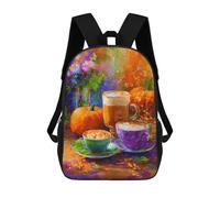 sinyumoney Mochila Escolar Para Niños 17inch Impresa En 3D Autumn Pumpkin Latte Art-1 Mochila Deportiva Para Niños Y Niñas Mochila De Moda