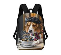 sinyumoney Mochila Escolar Para Niños 17inch Impresa En 3D Beagle in Paris with Mussels Mochila Deportiva Para Niños Y Niñas Mochila De Moda