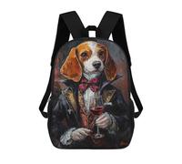 sinyumoney Mochila Escolar Para Niños 17inch Impresa En 3D Beagle in Tuxedo with Wine Glass Mochila Deportiva Para Niños Y Niñas Mochila De Moda