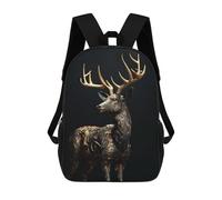 sinyumoney Mochila Escolar Para Niños 17inch Impresa En 3D Black And Gold Deer Mochila Deportiva Para Niños Y Niñas Mochila De Moda