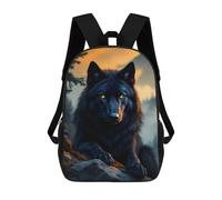sinyumoney Mochila Escolar Para Niños 17inch Impresa En 3D Black Wolf at Sunset Mochila Deportiva Para Niños Y Niñas Mochila De Moda