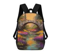 sinyumoney Mochila Escolar Para Niños 17inch Impresa En 3D Bridge Over Flowing Stream Mochila Deportiva Para Niños Y Niñas Mochila De Moda