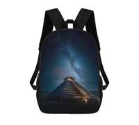 sinyumoney Mochila Escolar Para Niños 17inch Impresa En 3D Chichen Itza Pyramid Night Sky Mochila Deportiva Para Niños Y Niñas Mochila De Moda