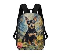 sinyumoney Mochila Escolar Para Niños 17inch Impresa En 3D Chihuahua Portrait in Floral Setting Mochila Deportiva Para Niños Y Niñas Mochila De Moda