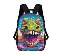 sinyumoney Mochila Escolar Para Niños 17inch Impresa En 3D Colorful Crocodile Artwork Mochila Deportiva Para Niños Y Niñas Mochila De Moda