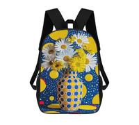 sinyumoney Mochila Escolar Para Niños 17inch Impresa En 3D Colorful Daisies in Polka Dot Vase Mochila Deportiva Para Niños Y Niñas Mochila De Moda