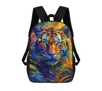 sinyumoney Mochila Escolar Para Niños 17inch Impresa En 3D Colorful Tiger Portrait in Jungle Mochila Deportiva Para Niños Y Niñas Mochila De Moda