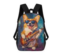sinyumoney Mochila Escolar Para Niños 17inch Impresa En 3D Corgi Playing Guitar Painting Mochila Deportiva Para Niños Y Niñas Mochila De Moda