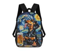 sinyumoney Mochila Escolar Para Niños 17inch Impresa En 3D Dachshund Starry Night Painting Mochila Deportiva Para Niños Y Niñas Mochila De Moda