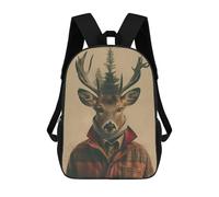 sinyumoney Mochila Escolar Para Niños 17inch Impresa En 3D Deer in A Plaid Jacket Mochila Deportiva Para Niños Y Niñas Mochila De Moda