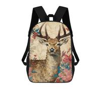 sinyumoney Mochila Escolar Para Niños 17inch Impresa En 3D Deer with Flowers Mochila Deportiva Para Niños Y Niñas Mochila De Moda