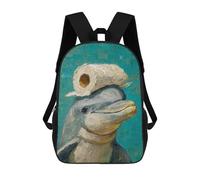 sinyumoney Mochila Escolar Para Niños 17inch Impresa En 3D Dolphin with Hat Painting Mochila Deportiva Para Niños Y Niñas Mochila De Moda