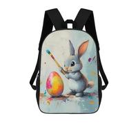 sinyumoney Mochila Escolar Para Niños 17inch Impresa En 3D Easter Bunny Painter Mochila Deportiva Para Niños Y Niñas Mochila De Moda