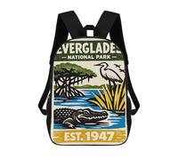 sinyumoney Mochila Escolar Para Niños 17inch Impresa En 3D Everglades National Park Vintage Poster Mochila Deportiva Para Niños Y Niñas Mochila De Moda