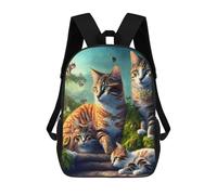 sinyumoney Mochila Escolar Para Niños 17inch Impresa En 3D Fantasy Cat Garden Scene Mochila Deportiva Para Niños Y Niñas Mochila De Moda
