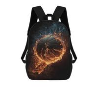 sinyumoney Mochila Escolar Para Niños 17inch Impresa En 3D Flaming Basketball Artwork Mochila Deportiva Para Niños Y Niñas Mochila De Moda