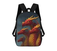 sinyumoney Mochila Escolar Para Niños 17inch Impresa En 3D Four-headed Fire Dragon Fantasy Artwork Mochila Deportiva Para Niños Y Niñas Mochila De Moda
