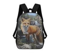 sinyumoney Mochila Escolar Para Niños 17inch Impresa En 3D Fox in Forest with Waterfall Mochila Deportiva Para Niños Y Niñas Mochila De Moda