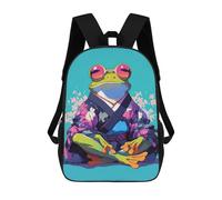 sinyumoney Mochila Escolar Para Niños 17inch Impresa En 3D Frog in Kimono with Sunglasses Mochila Deportiva Para Niños Y Niñas Mochila De Moda