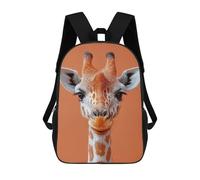 sinyumoney Mochila Escolar Para Niños 17inch Impresa En 3D Giraffe Portrait on Orange Background Mochila Deportiva Para Niños Y Niñas Mochila De Moda